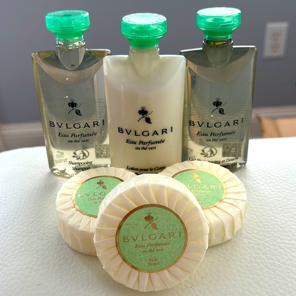 Bulgari Bath New Bvlgari Au The Vert Green Tea Set 3 Soaps Shampoo